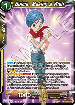 Bulma, Making a Wish (BT21-118) - Wild Resurgence Foil