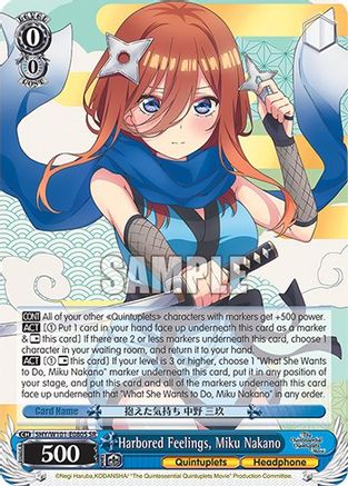 Harbored Feelings, Miku Nakano (SR) (5HY/W101-E080S SR) - The Quintessential Quintuplets Movie