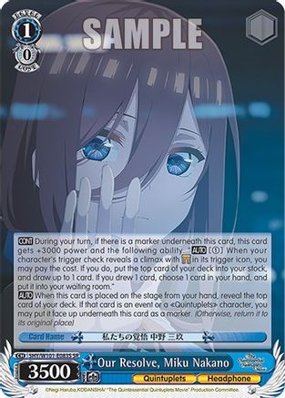 Our Resolve, Miku Nakano (SR) (5HY/W101-E083S SR) - The Quintessential Quintuplets Movie