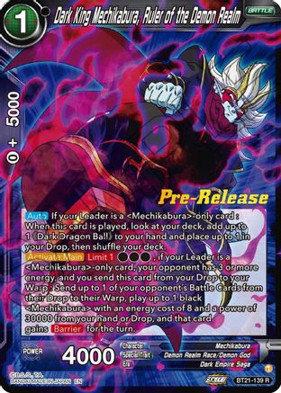 Dark King Mechikabura, Ruler of the Demon Realm (BT21-139) - Wild Resurgence PreRelease Cards
