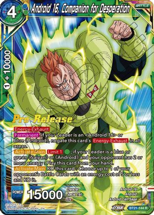 Android 16, Companion for Desperation (BT21-144) - Wild Resurgence PreRelease Cards