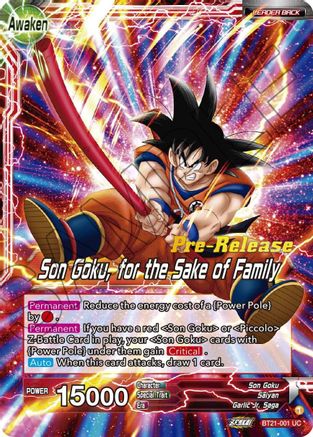 Son Goku // Son Goku, for the Sake of Family (BT21-001) - Wild Resurgence PreRelease Cards