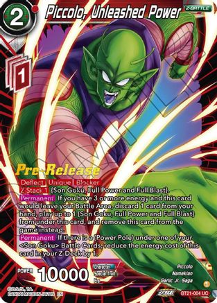 Piccolo, Unleashed Power (BT21-004) - Wild Resurgence PreRelease Cards