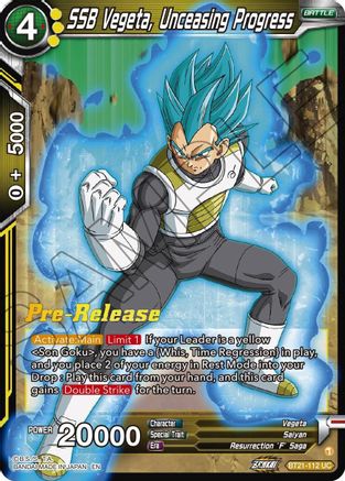 SSB Vegeta, Unceasing Progress (BT21-112) - Wild Resurgence PreRelease Cards