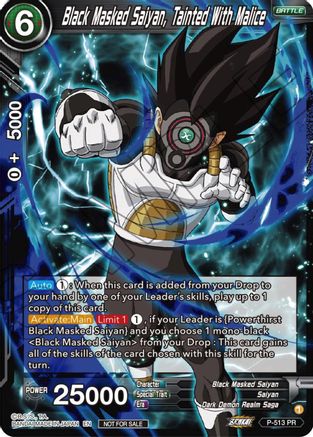 Black Masked Saiyan, Tainted With Malice (Zenkai Series Tournament Pack Vol.4) (P-513) - Tournament Promotion Cards