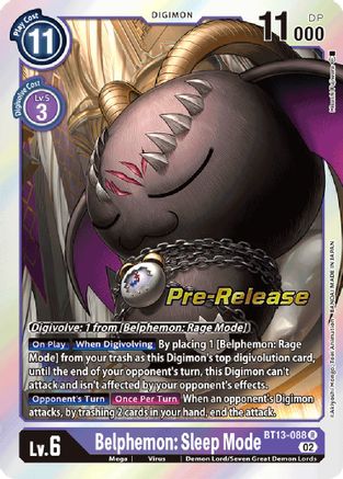 Belphemon: Sleep Mode (BT13-088) - Versus Royal Knights Pre-Release Cards Foil