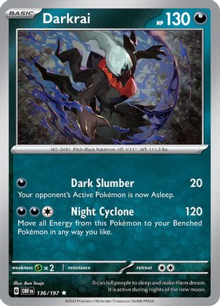 Darkrai 136/197  - Reverse Holofoil SV03 Obsidian Flames - Rare