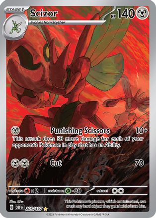 Scizor 205/197  - Holofoil SV03 Obsidian Flames - Illustration Rare