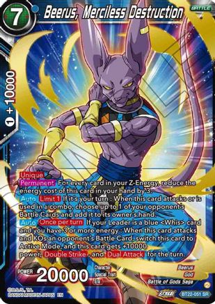 Beerus, Merciless Destruction (BT22-051) - Critical Blow Foil