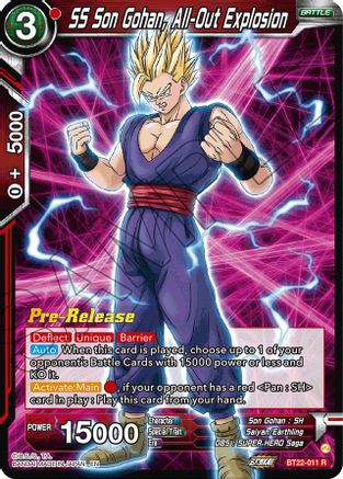 SS Son Gohan, All-Out Explosion (BT22-011) - Critical Blow PreRelease Cards Foil