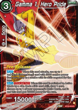 Gamma 1, Hero Pride (BT22-019) - Critical Blow PreRelease Cards Foil