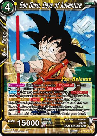 Son Goku, Days of Adventure (BT22-089) - Critical Blow PreRelease Cards Foil