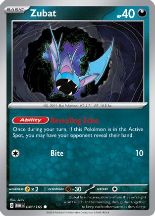 Zubat 041/165  - Reverse Holofoil SV Scarlet & Violet 151 - Common