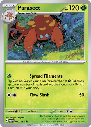 Parasect 047/165  - Reverse Holofoil SV Scarlet & Violet 151 - Uncommon