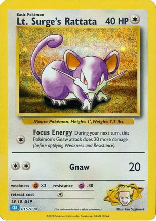 Lt. Surge's Rattata 015/034  - Holofoil Trading Card Game Classic - Classic Collection