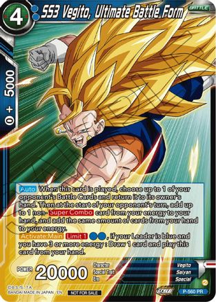 SS3 Vegito, Ultimate Battle Form (Zenkai Series Tournament Pack Vol.6) (P-560) - Tournament Promotion Cards