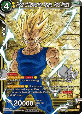 Prince of Destruction Vegeta, Final Attack (Zenkai Series Tournament Pack Vol.6) (Winner) (P-565) - Tournament Promotion Cards Foil