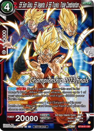 SS Son Goku, SS Vegeta, & SS Trunks, Triple Combination (2023 Championship Finals Celebration Pack) (BT19-011) - Tournament Promotion Cards Foil