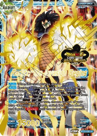 Raditz // Raditz, the Invasion Begins (2023 Worlds ZENKAI 06 Leader Set) (BT23-038) - Tournament Promotion Cards Foil