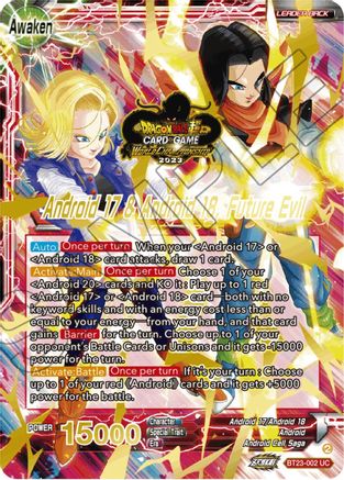 Android 17 & Android 18 // Android 17 & Android 18, Future Evil (2023 Worlds ZENKAI 06 Leader Set) (BT23-002) - Tournament Promotion Cards Foil