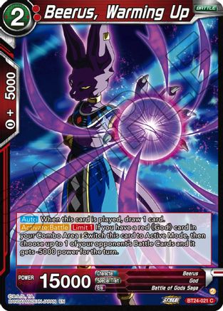 Beerus, Warming Up (BT24-021) - Beyond Generations Foil