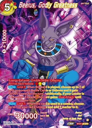 Beerus, Godly Greatness (SPR) (BT24-128) - Beyond Generations Foil
