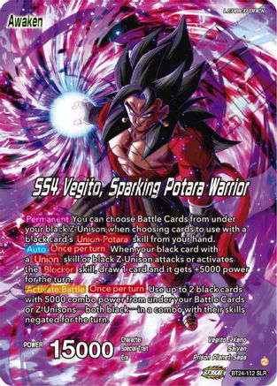 SS4 Son Goku & SS4 Vegeta // SS4 Vegito, Sparking Potara Warrior (SLR) (BT24-112) - Beyond Generations Foil