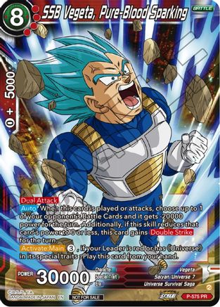 SSB Vegeta, Pure-Blood Sparking (Zenkai Series Tournament Pack Vol.7) (P-575) - Tournament Promotion Cards