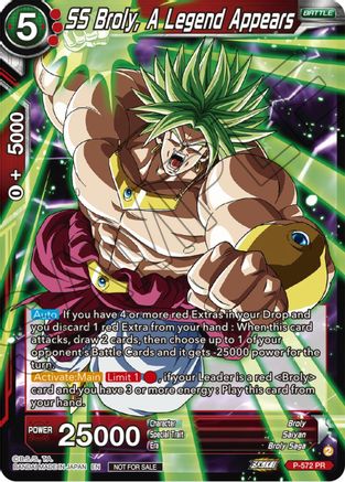 SS Broly, A Legend Appears (Zenkai Series Tournament Pack Vol.7) (P-572) - Tournament Promotion Cards