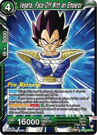 Vegeta, Face-Off With an Emperor (BT24-065) - Beyond Generations PreRelease Cards Foil