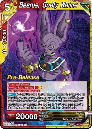 Beerus, Godly Whims (BT24-127) - Beyond Generations PreRelease Cards Foil
