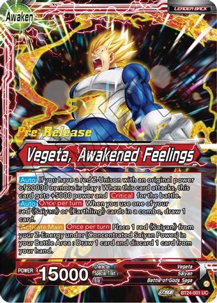 Vegeta // Vegeta, Awakened Feelings (BT24-001) - Beyond Generations PreRelease Cards Foil