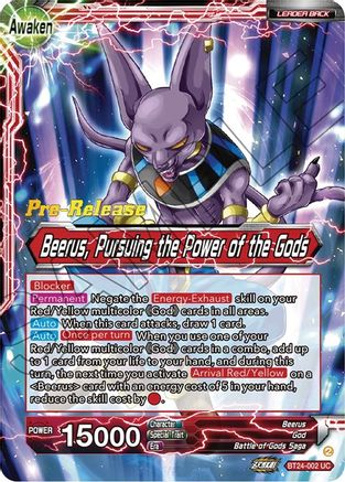 Beerus // Beerus, Pursuing the Power of the Gods (BT24-002) - Beyond Generations PreRelease Cards Foil