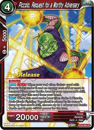 Piccolo, Request for a Worthy Adversary (BT24-009) - Beyond Generations PreRelease Cards Foil