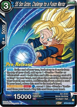 SS Son Goten, Challenge for a Fusion Warrior (BT24-034) - Beyond Generations PreRelease Cards Foil