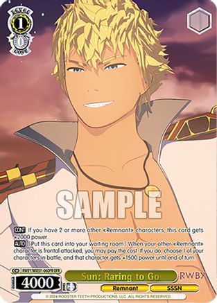 Sun: Raring to Go (OFR) (RWBY/WXE01-06OFR OFR) - RWBY Premium Booster