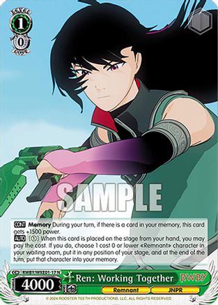 Ren: Working Together (RWBY/WXE01-17 N) - RWBY Premium Booster