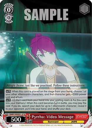 Pyrrha: Video Message (RWBY/WXE01-27 N) - RWBY Premium Booster