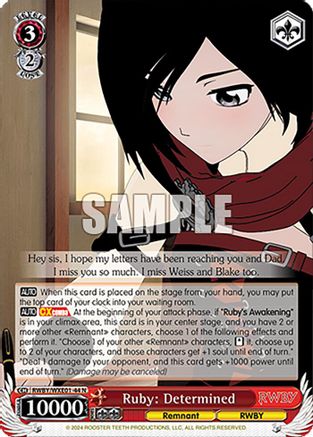 Ruby: Determined (RWBY/WXE01-44 N) - RWBY Premium Booster