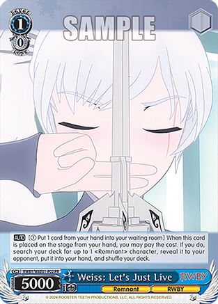 Weiss: Let's Just Live (RWBY/WXE01-P02 PR) - RWBY Premium Booster
