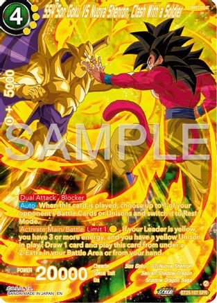 SS4 Son Goku Vs Nuova Shenron, Clash With a Soldier (SPR) (BT25-107) - Legend of the Dragon Balls Foil