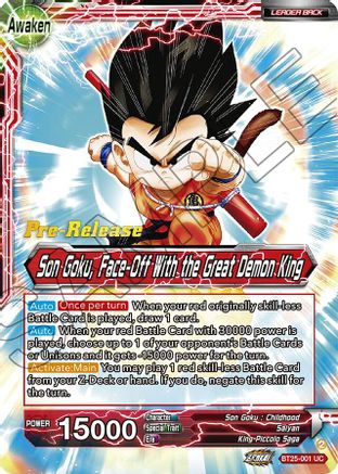 Son Goku // Son Goku Face-Off With the Great Demon King (BT25-001) - Legend of the Dragon Balls PreRelease Cards