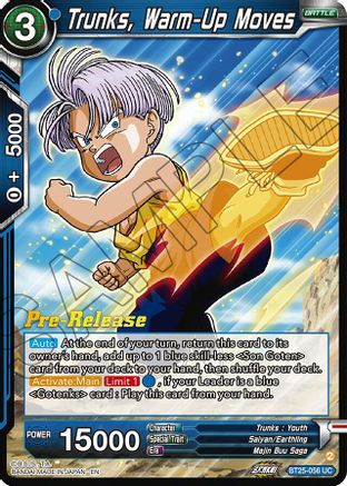 Trunks, Warm-Up Moves (BT25-056) - Legend of the Dragon Balls PreRelease Cards