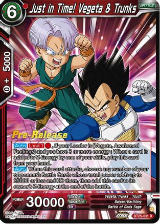 Just in Time! Vegeta & Trunks (BT25-031) - Legend of the Dragon Balls PreRelease Cards Foil