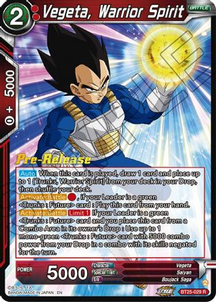Vegeta, Warrior Spirit (BT25-029) - Legend of the Dragon Balls PreRelease Cards Foil