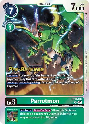 Parrotmon (BT17-047) - Secret Crisis Pre-Release Cards Foil