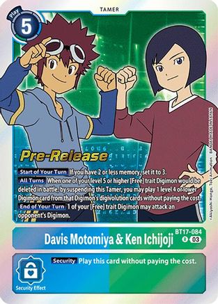 Davis Motomiya & Ken Ichijoji (BT17-084) - Secret Crisis Pre-Release Cards Foil