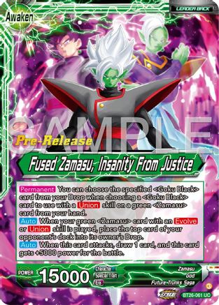 Zamasu // Fused Zamasu, Insanity From Justice (BT26-061) - Ultimate Advent PreRelease Cards