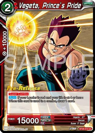 Vegeta, Prince's Pride (BT26-014) - Ultimate Advent PreRelease Cards
