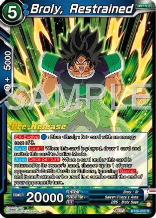 Broly, Restrained (BT26-052) - Ultimate Advent PreRelease Cards